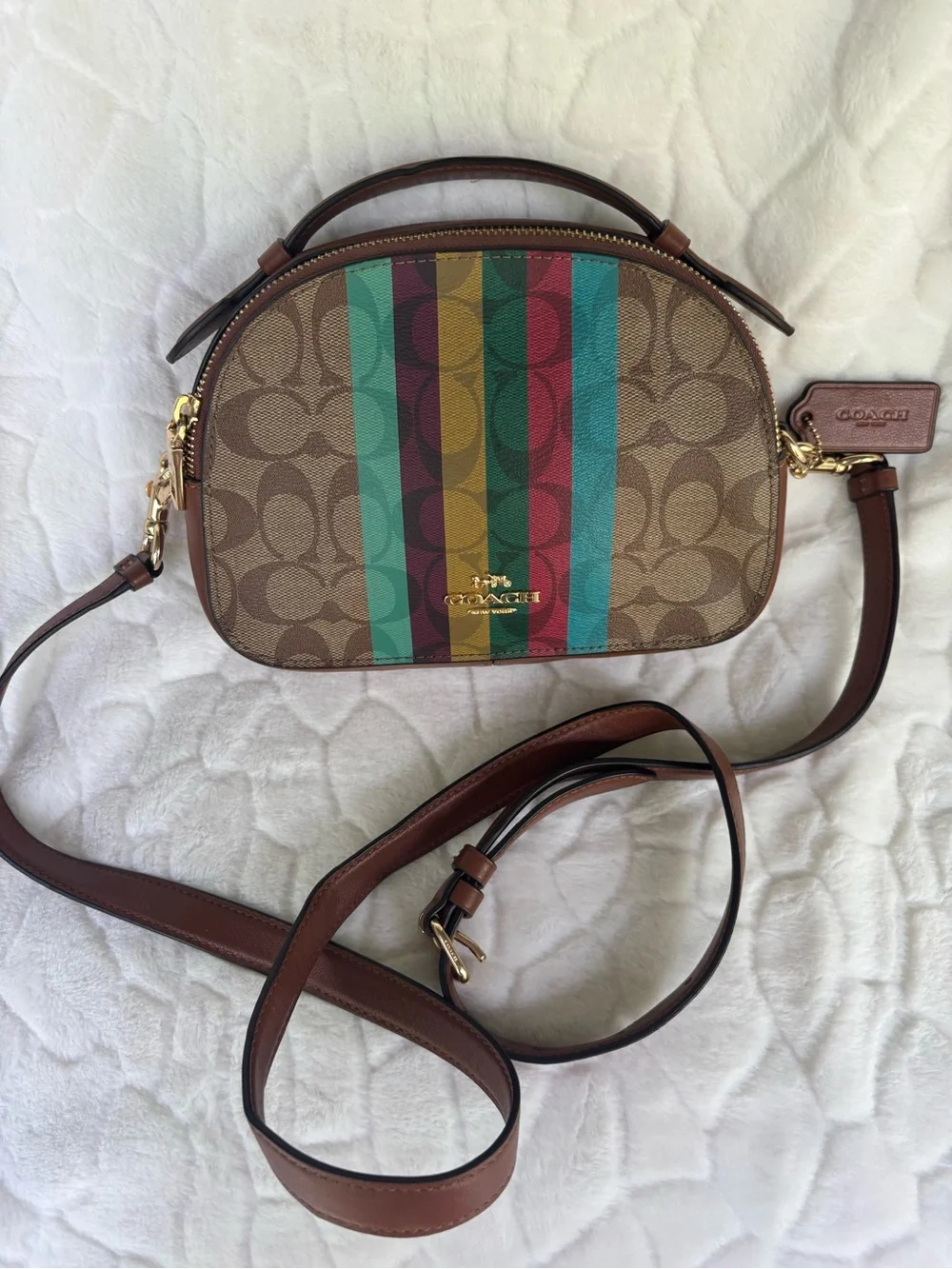 Coach Serena Satchel In Signature Canvas with Stripes